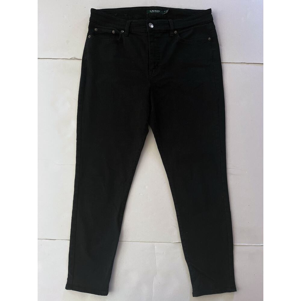 Lauren Ralph Lauren Jeans Womens 10 Black Mid Rise Skinny Stretch